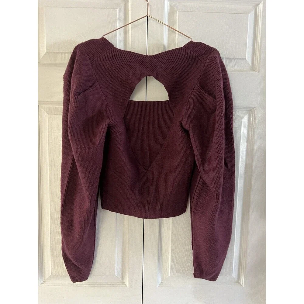 FREE PEOPLE Saffron‎ Sweater Back Cut-Out In Pomegranate Wine ( Burgundy ) Sz S